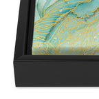 Magic Bloom Flowing Teal Blue Gold Framed Canvas Print Gallery Image 3