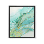 Magic Bloom Flowing Teal Blue Gold Framed Canvas Print Gallery Image 8