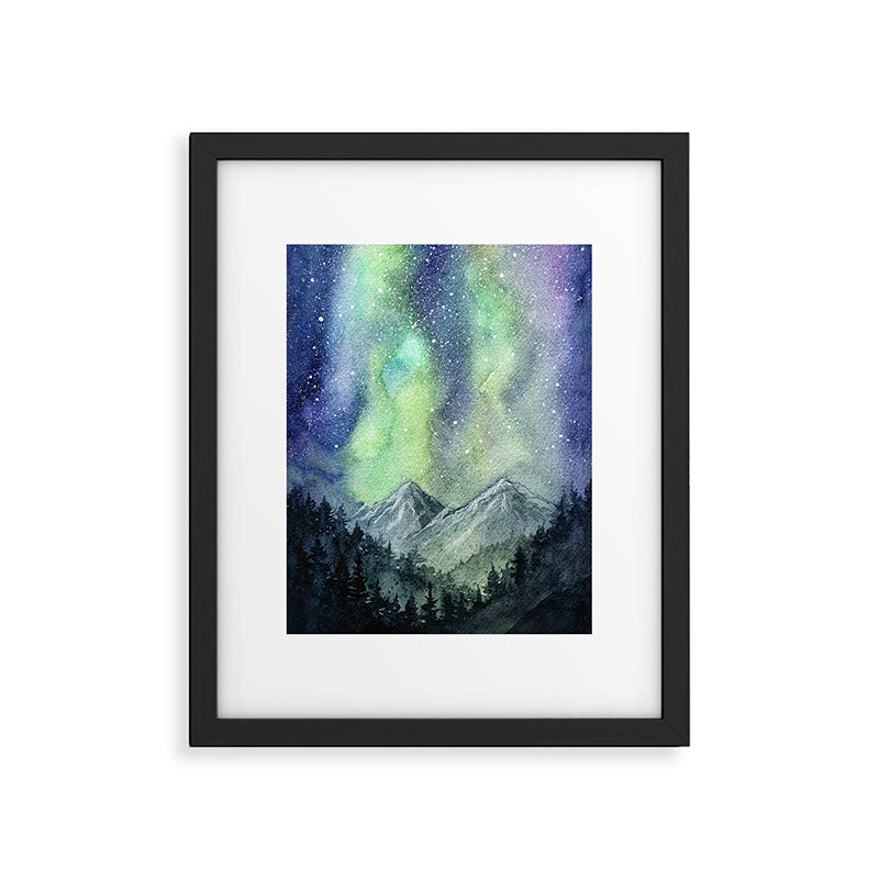 Northern Lights Magic Mountains Framed Art Print Gallery Image 5