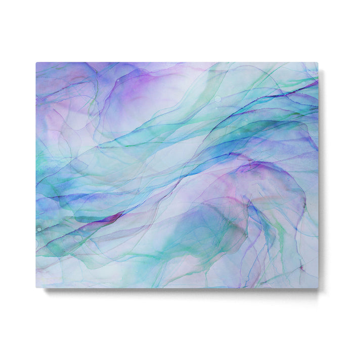 Pastel Violet Turquoise Abstract Ink Painting Metal Print Gallery Image 1