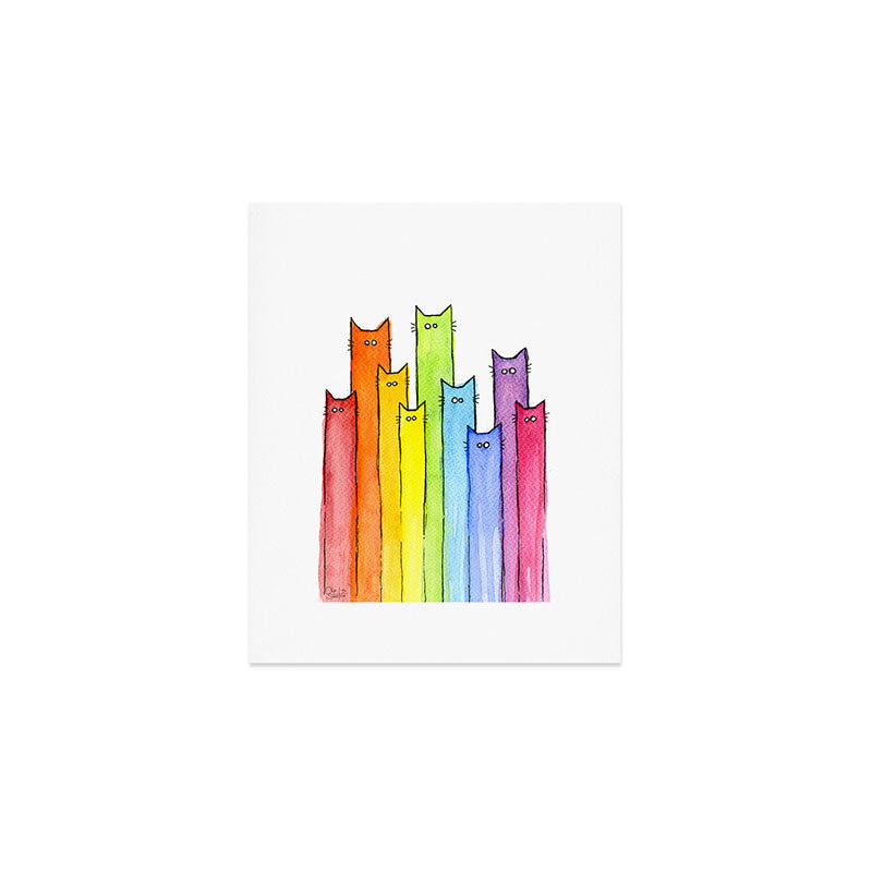 Rainbow of Cats Funny Whimsical Animals Art Print Gallery Image 1