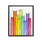 Rainbow of Cats Funny Whimsical Animals Framed Canvas Print Gallery Image 8