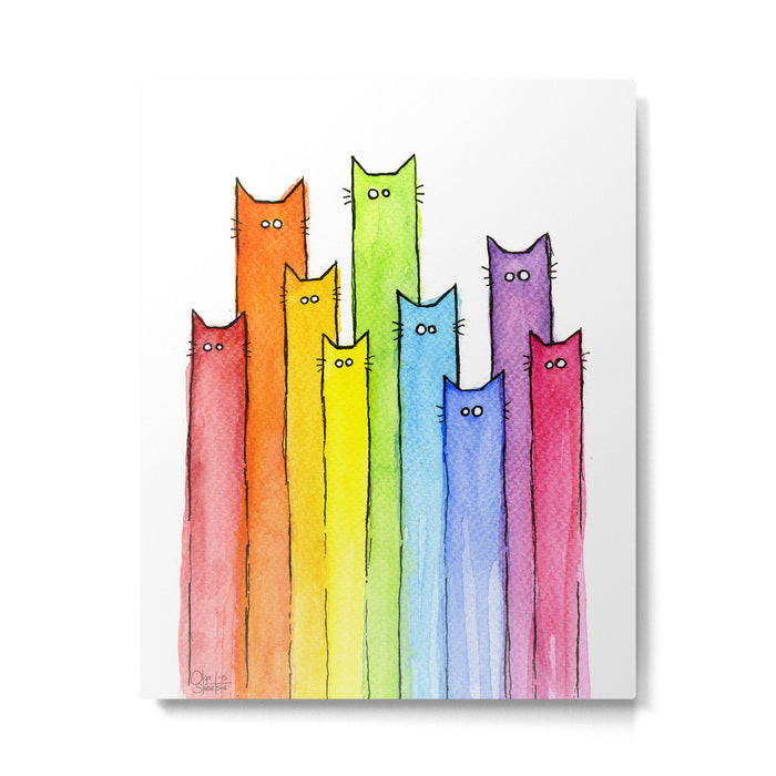 Rainbow of Cats Funny Whimsical Animals Metal Print Gallery Image 1