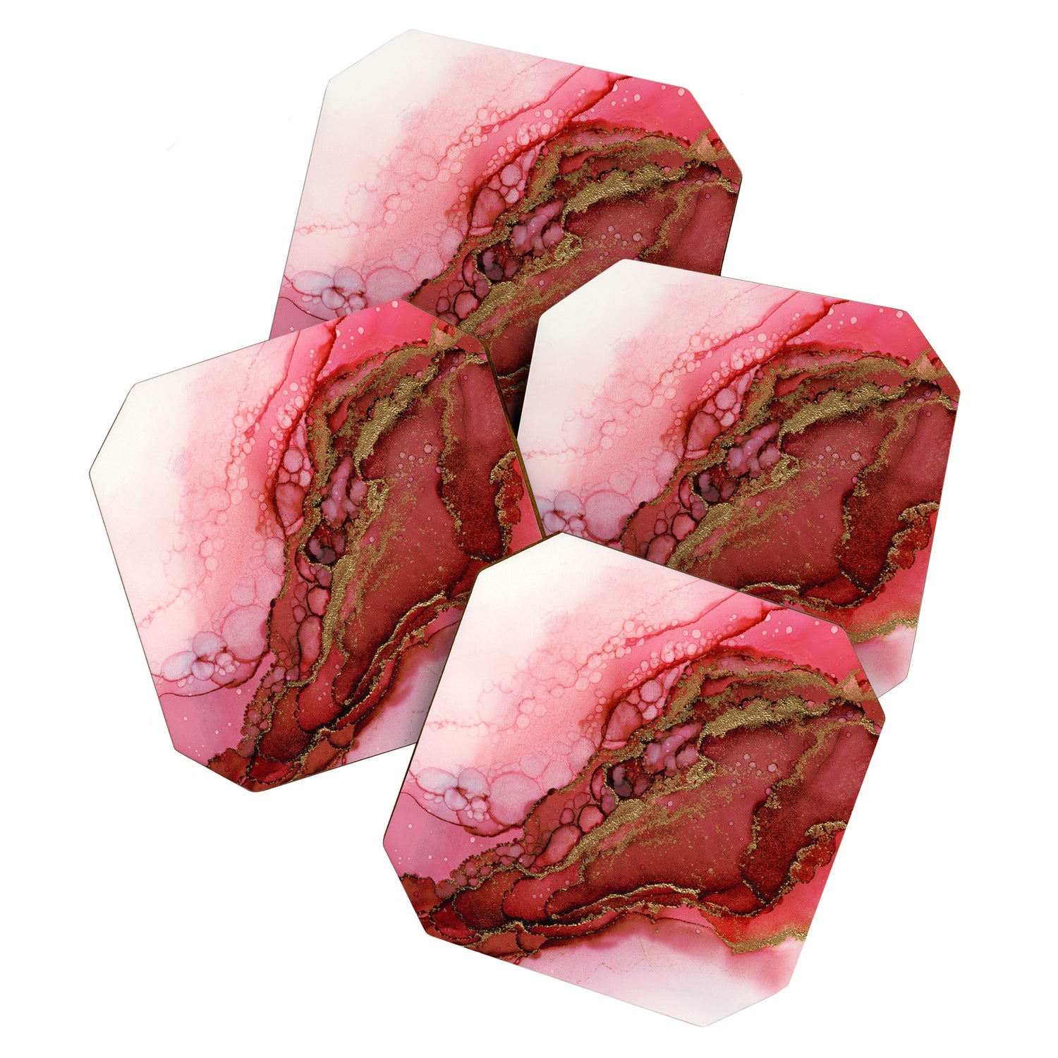 Red Dragon Scales Abstract Ink Painting Coaster Gallery Image 1