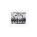 Seattle Skyline Painting Watercolor Black and White Space Needle Art Print Gallery Image 1