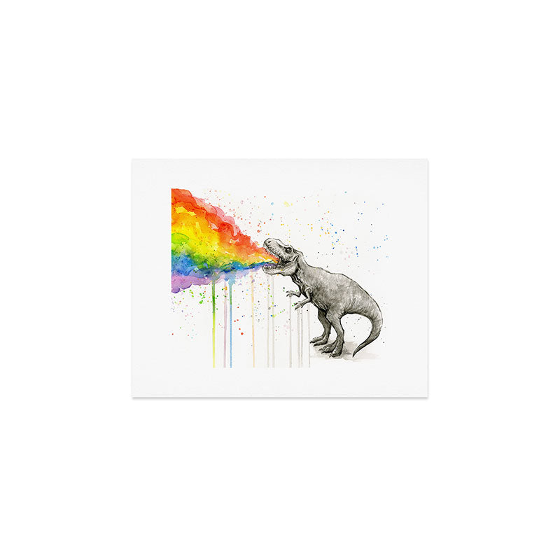 T-Rex Dinosaur Vomits Rainbow Art Print Gallery Image 1