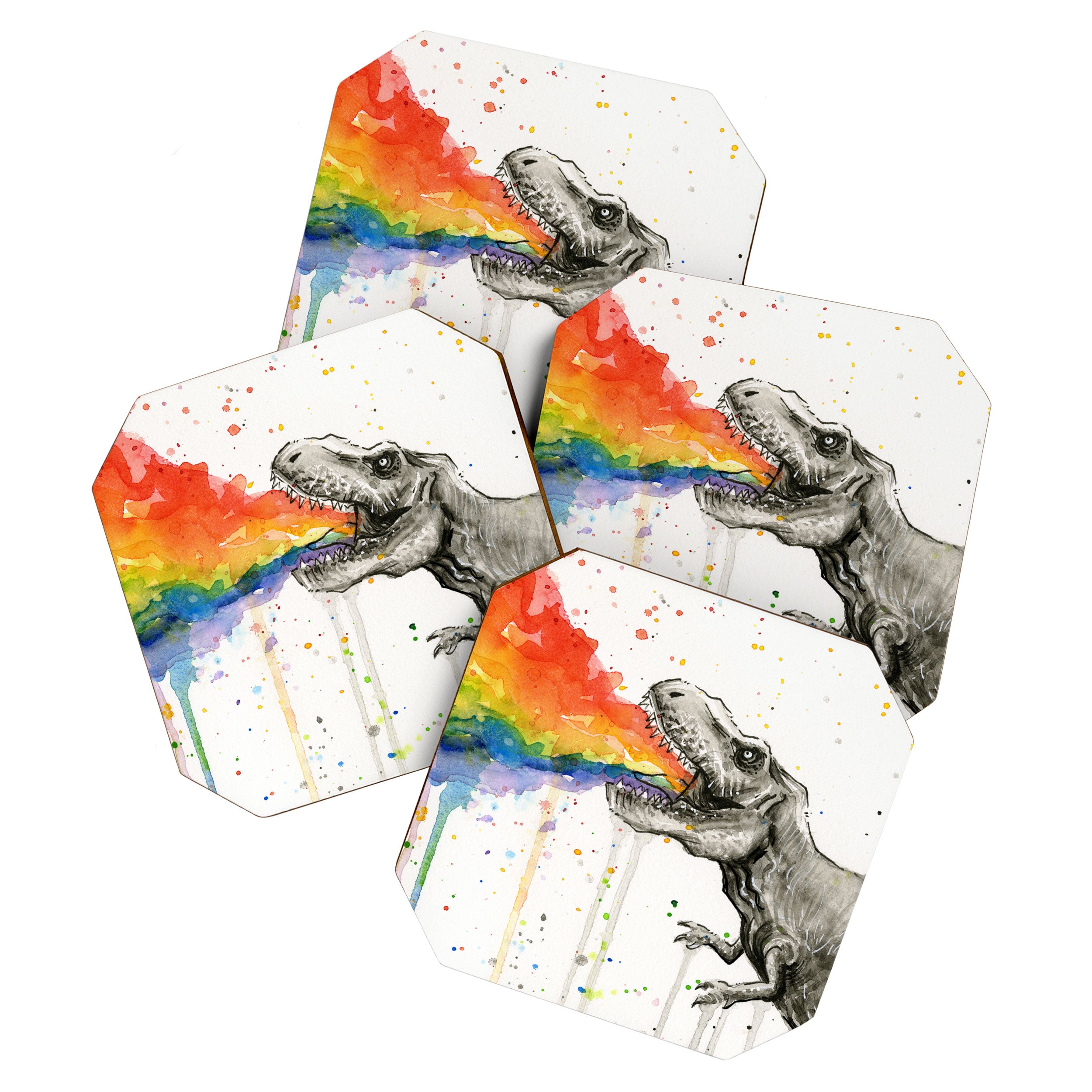 T-Rex Rainbow Puke Coaster Gallery Image 1