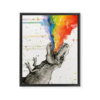 T-Rex Rainbow Puke Framed Canvas Print Gallery Image 6