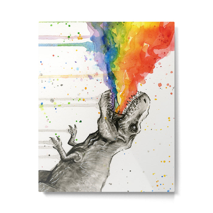 T-Rex Rainbow Puke Metal Print Gallery Image 1