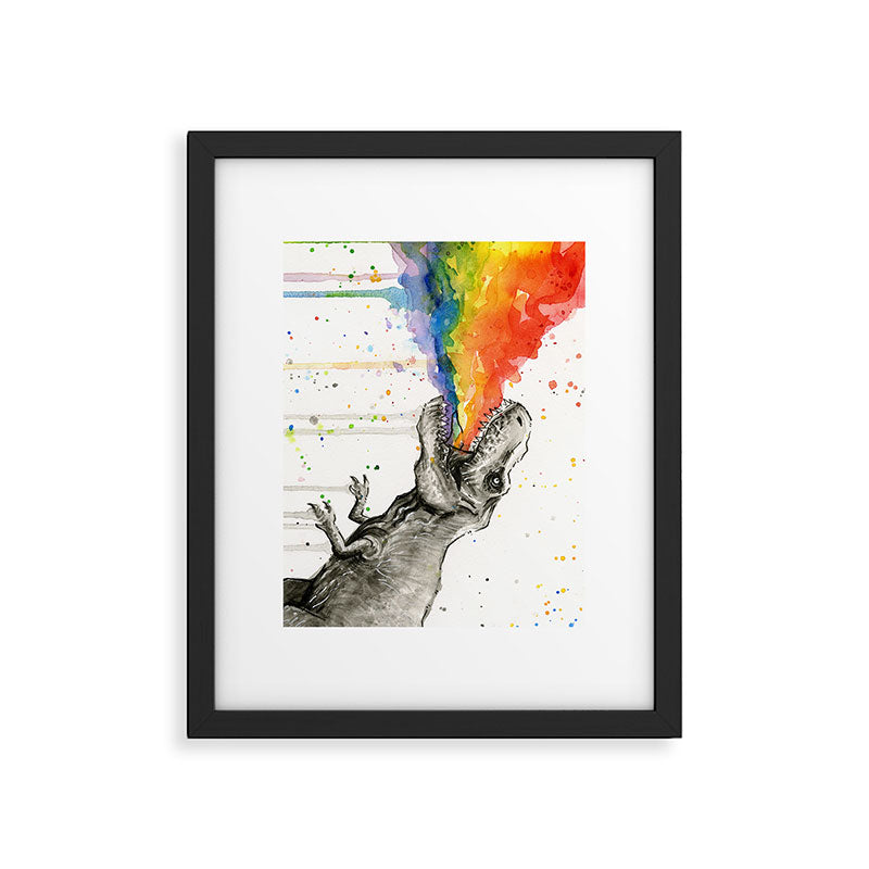 T-Rex Rainbow Puke Framed Art Print Gallery Image 5