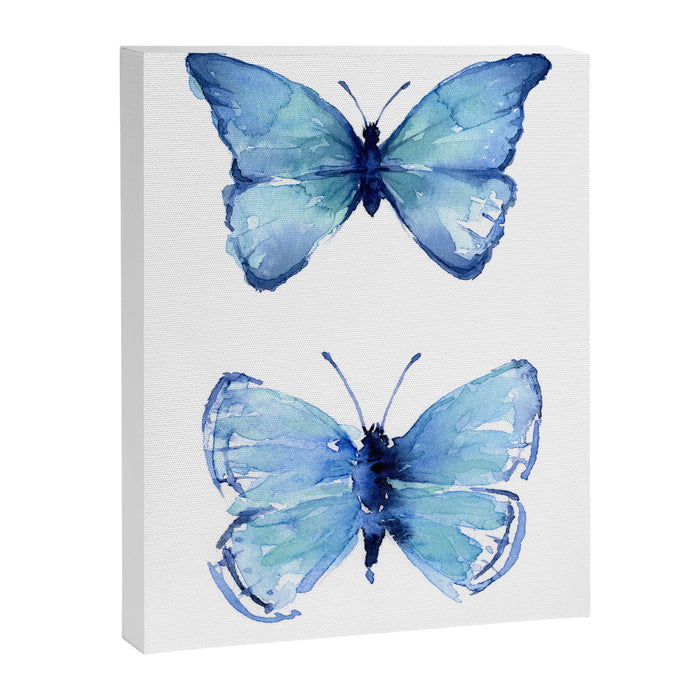 Two Blue Butterflies Watercolor Canvas Print Gallery Image 1