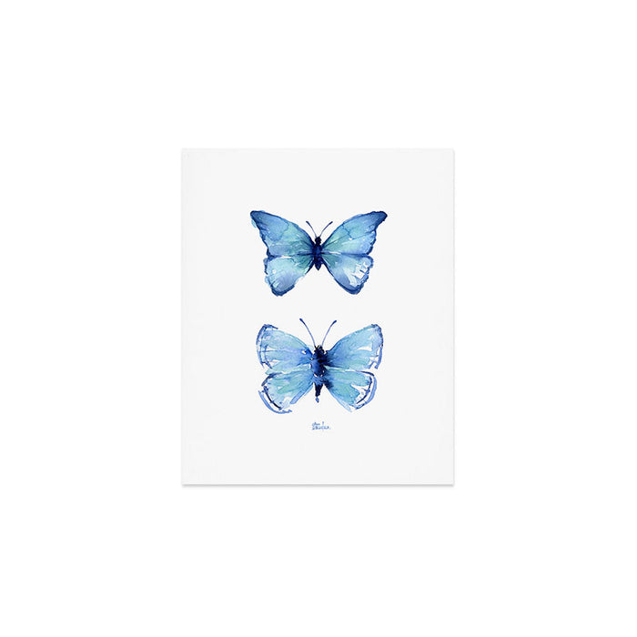Two Blue Butterflies Watercolor Art Print Gallery Image 1