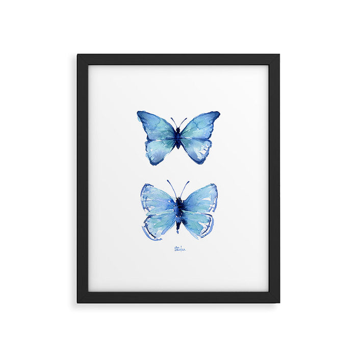 Two Blue Butterflies Watercolor Framed Art Print Gallery Image 1