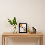 Wolf Howling Rainbow Watercolor Framed Canvas Print Gallery Image 4