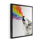 Wolf Howling Rainbow Watercolor Framed Canvas Print Gallery Image 2