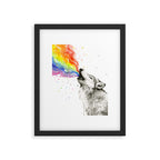 Wolf Howling Rainbow Watercolor Framed Art Print Gallery Image 5