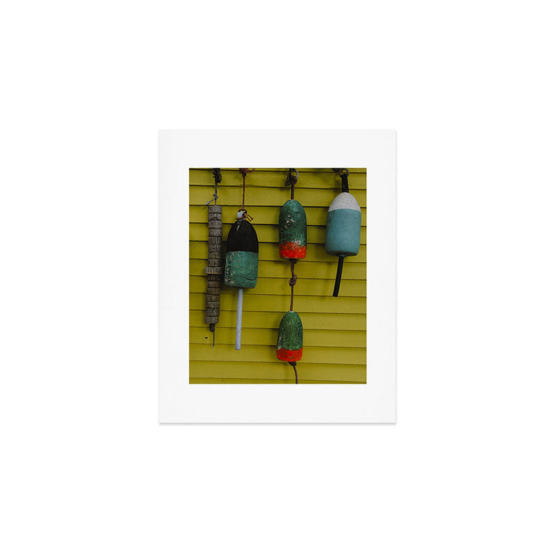 4 lobster buoys - nautical photograph ocean new england maine Art Print Gallery Image 1