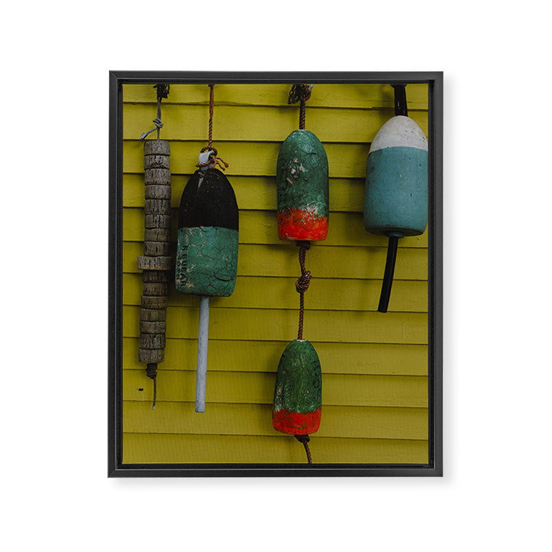 4 lobster buoys - nautical photograph ocean new england maine Framed Canvas Print Gallery Image 6