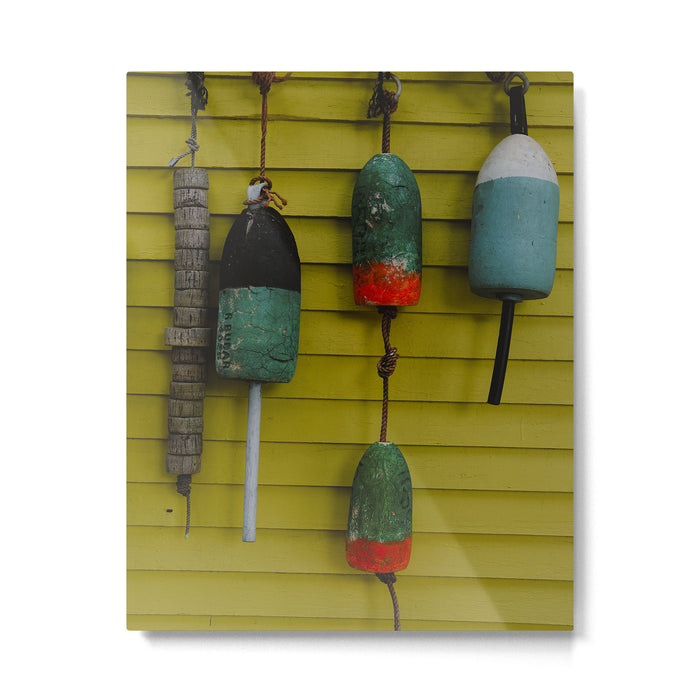 4 lobster buoys - nautical photograph ocean new england maine Metal Print Gallery Image 1