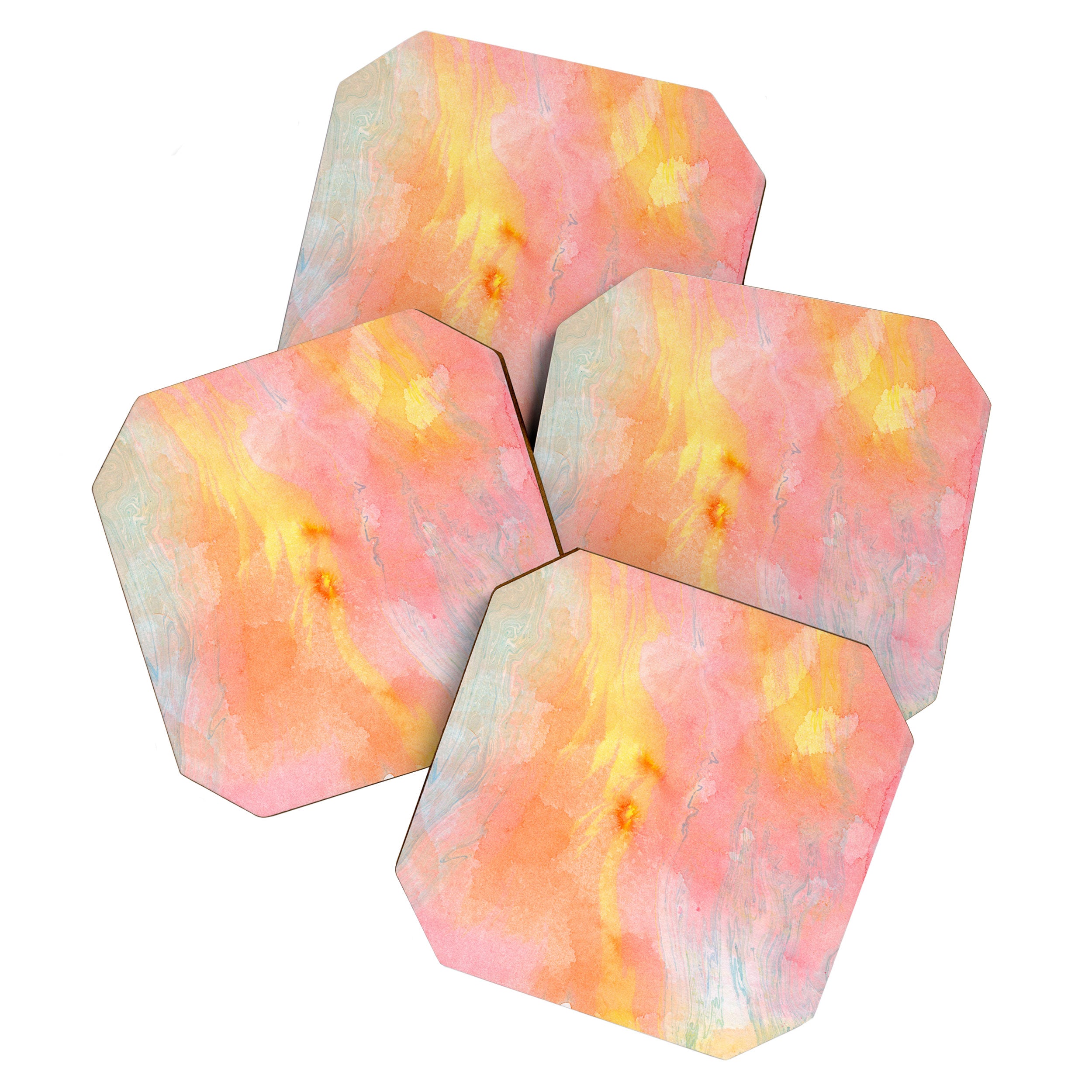 Abundance - abstract pink marbling painting Coaster Gallery Image 1