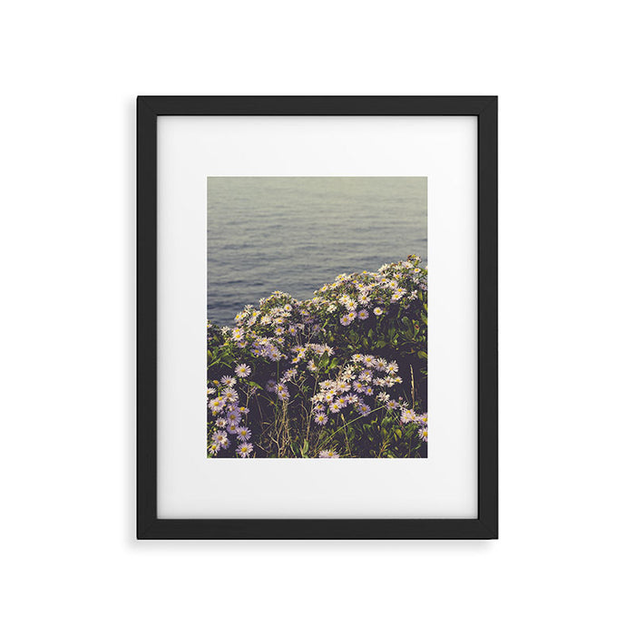 autumn asters by the sea - wildflower botanical photograph Framed Art Print Gallery Image 1