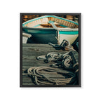 Autumn Travels in Maine, Camden Harbor Row Boat Framed Canvas Print Gallery Image 6
