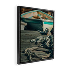 Autumn Travels in Maine, Camden Harbor Row Boat Framed Canvas Print Gallery Image 2