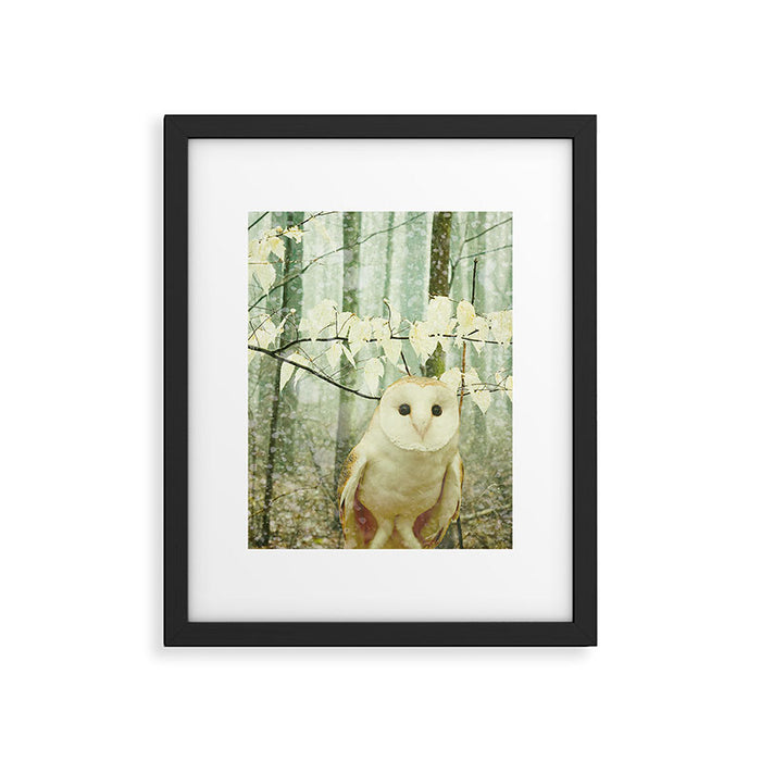 Barn Owl in Snowy Winter Woodland Framed Art Print Gallery Image 1