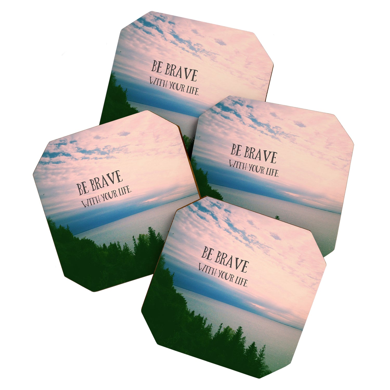 Be Brave With Your Life - inspirational quote nature photo Coaster Gallery Image 1