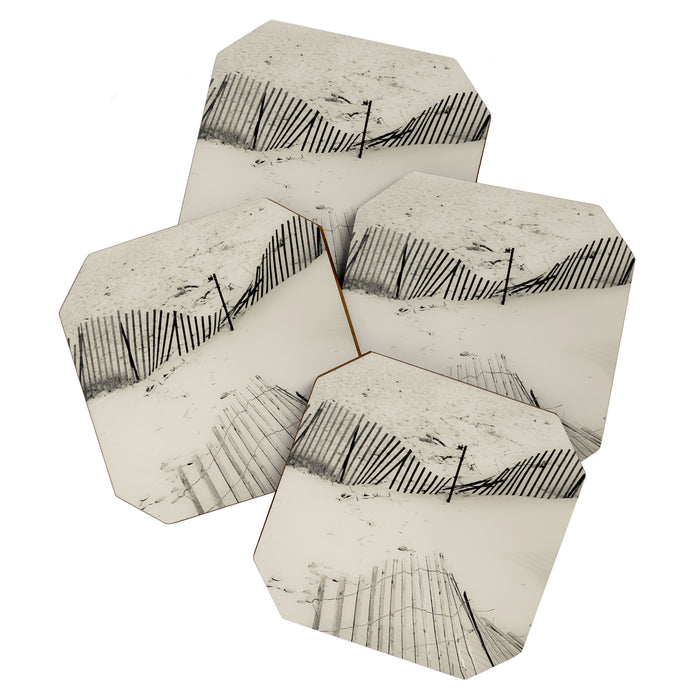 beach fence no 5 - coastal nautical photograph Coaster Gallery Image 1