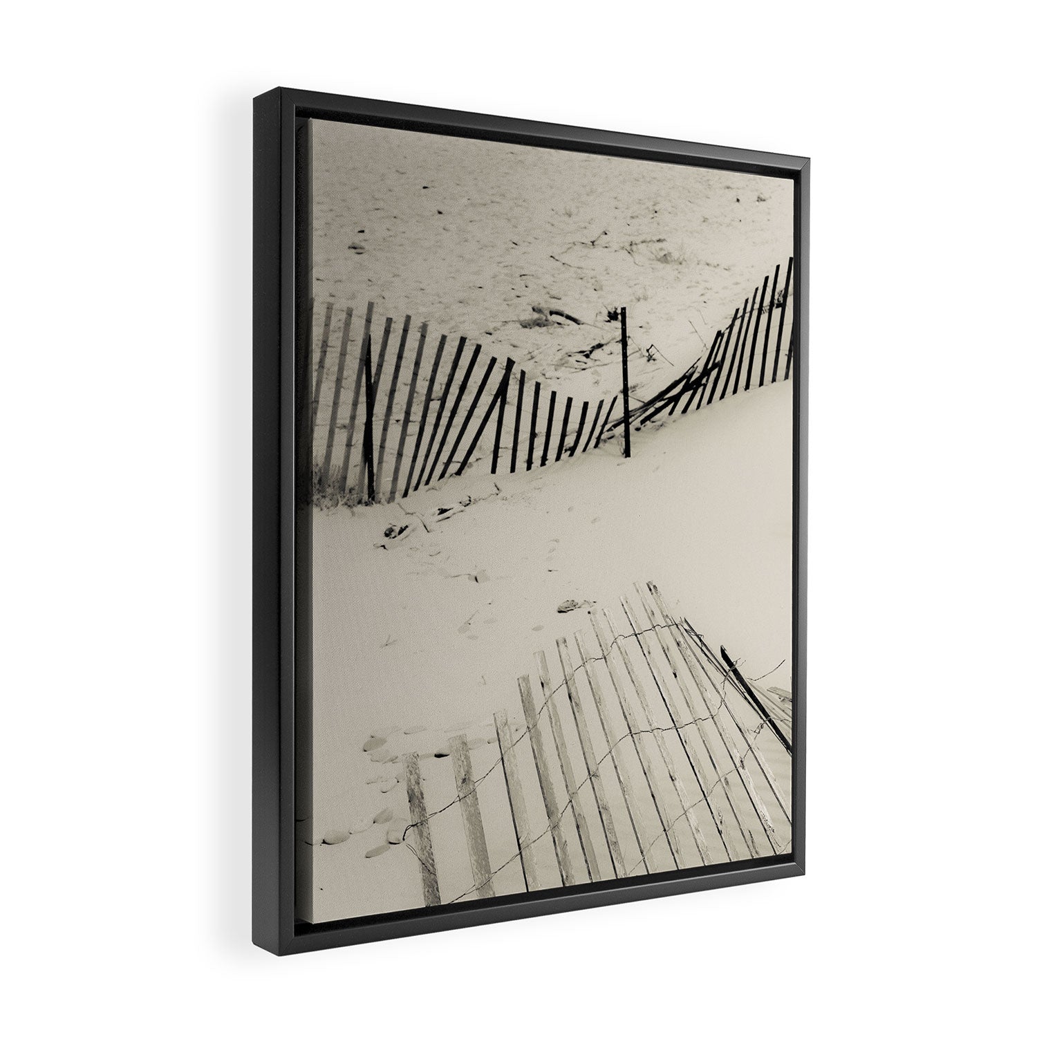 beach fence no 5 - coastal nautical photograph Framed Canvas Print Gallery Image 2