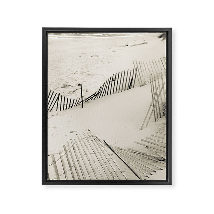 beach fence no. 7 - sea ocean nature photography  Framed Canvas Print Gallery Image 1