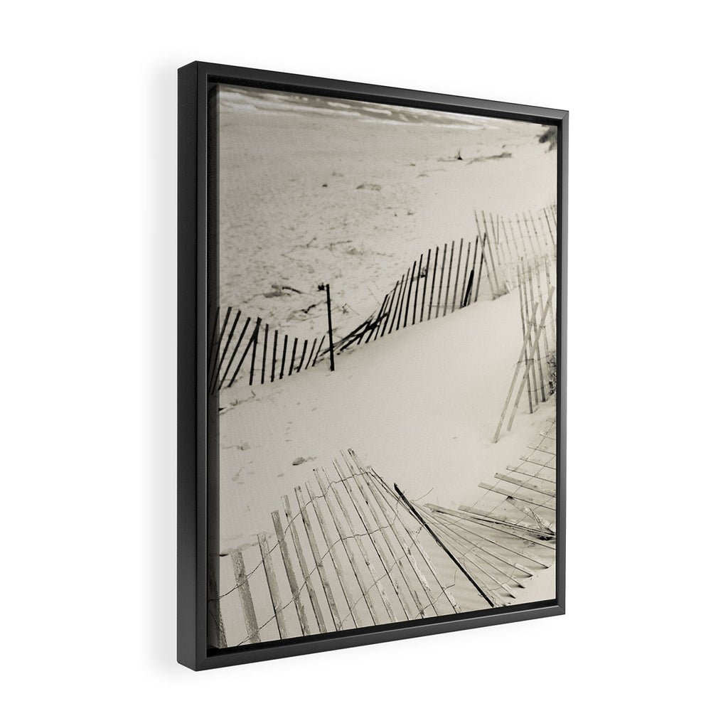 beach fence no. 7 - sea ocean nature photography  Framed Canvas Print Gallery Image 2