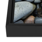 beach pebbles and seaweed - ocean art nature photograph maine Framed Canvas Print Gallery Image 3