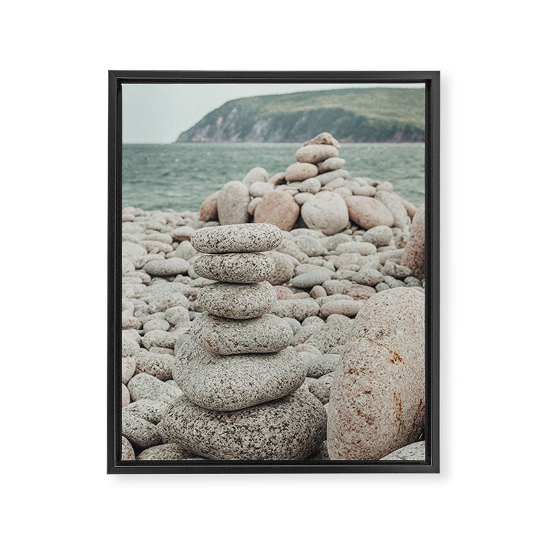 Beach Stones x nature environmental photograph Framed Canvas Print Gallery Image 6
