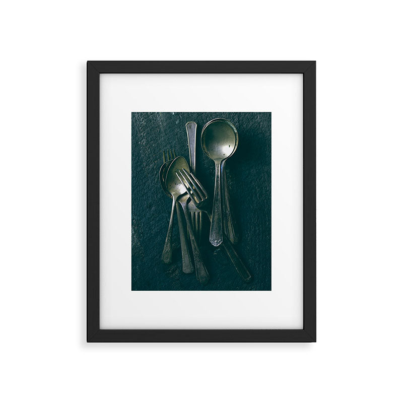 Beautiful Vintage Spoons on Black - still life photograph Framed Art Print Gallery Image 5