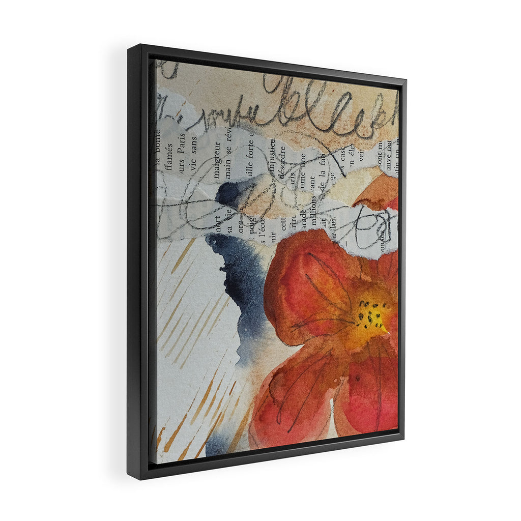 bloom - mixed media collage abstract botanical Framed Canvas Print Gallery Image 2