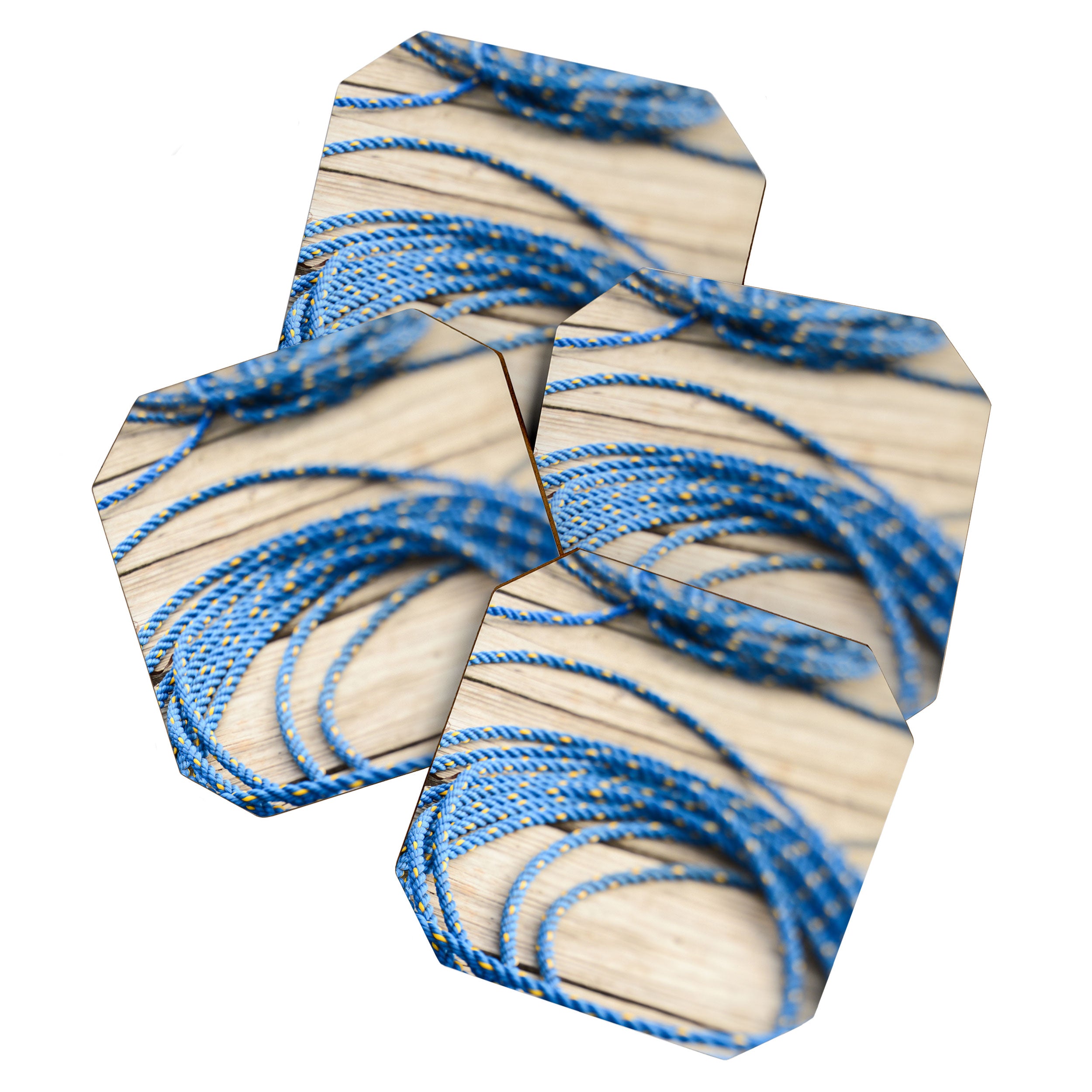 Blue Line Nautical minimalist photograph Coaster Gallery Image 1