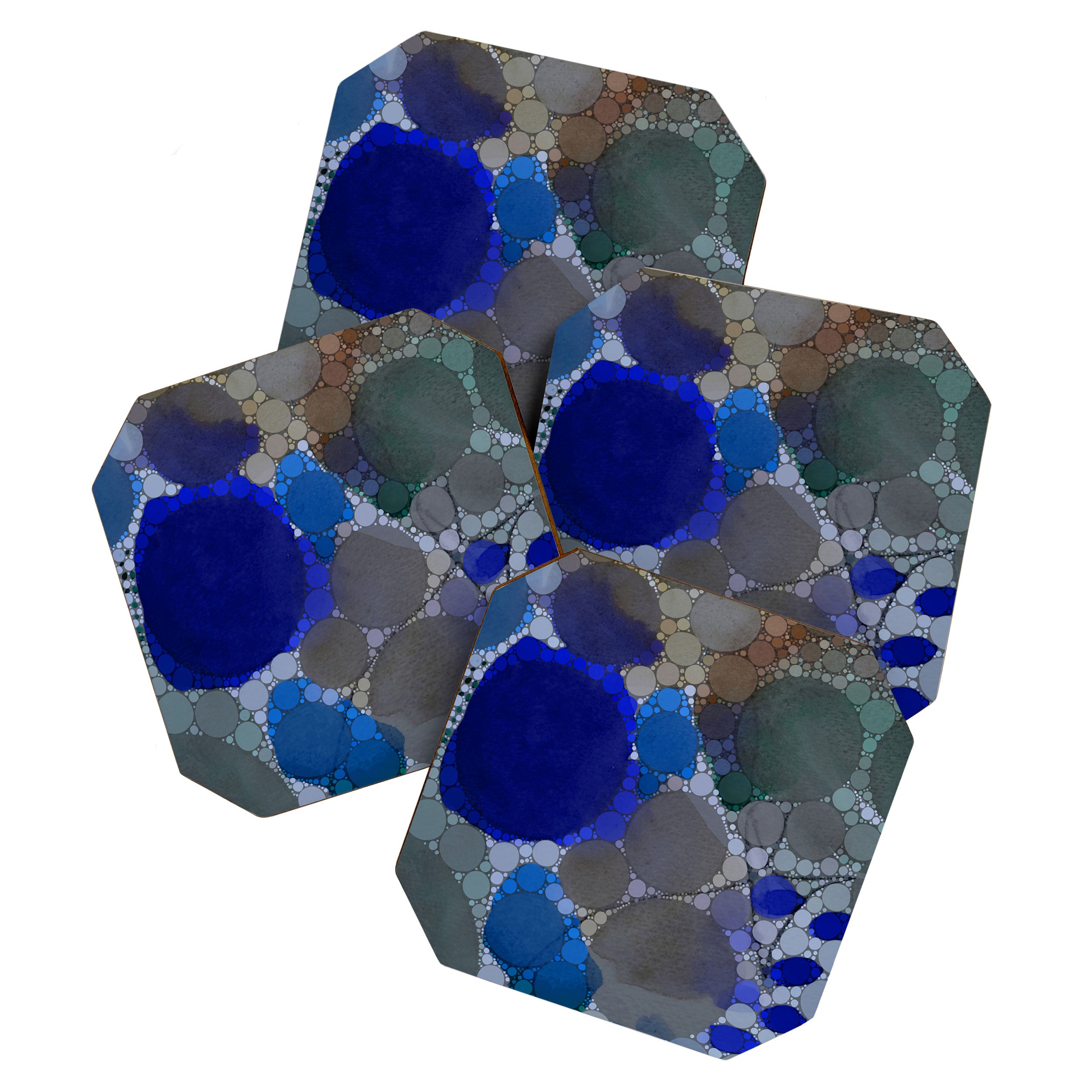 bluebirds and forget me nots - blue abstract art nature colorful happy Coaster Gallery Image 1