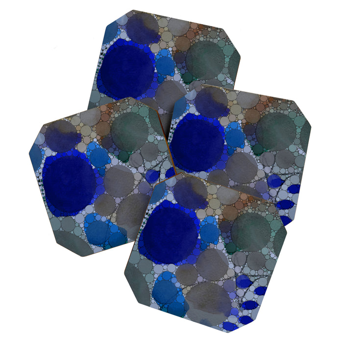 bluebirds and forget me nots - blue abstract art nature colorful happy Coaster Gallery Image 1