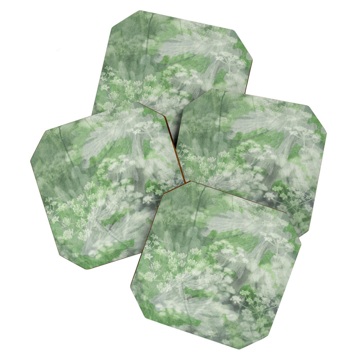 botanical abstract 101 - green double exposure floral Coaster Gallery Image 1