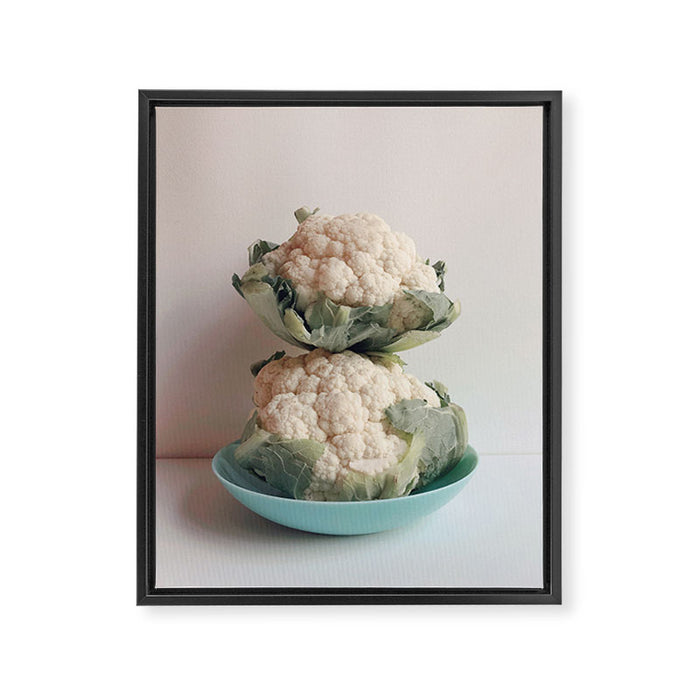 Cauliflower - modern vegetable food still life photograph Framed Canvas Print Gallery Image 1