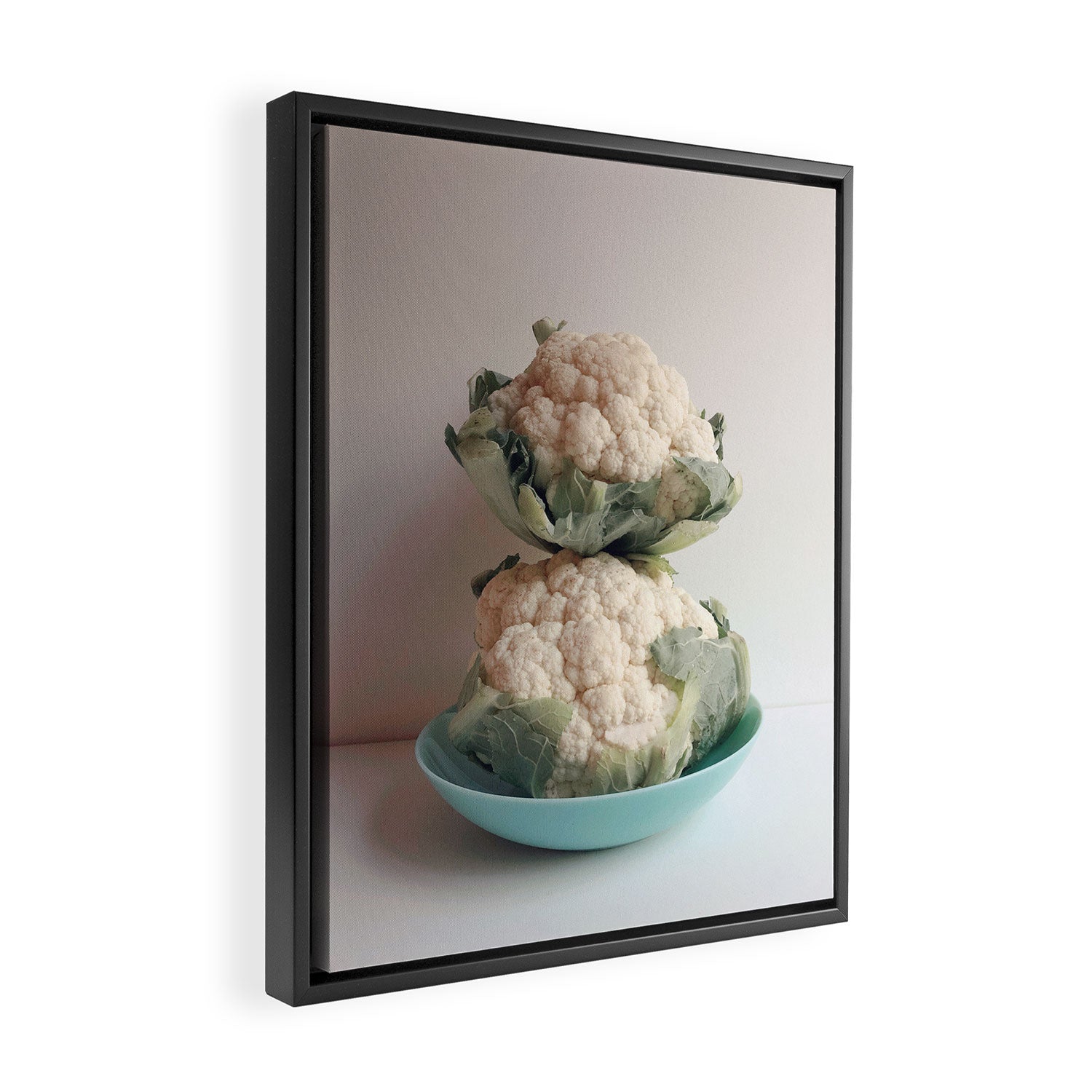 Cauliflower - modern vegetable food still life photograph Framed Canvas Print Gallery Image 2