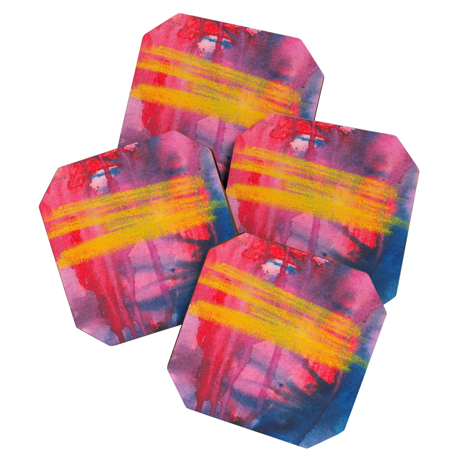 Color Play - abstract watercolor acrylic painting Coaster Gallery Image 1