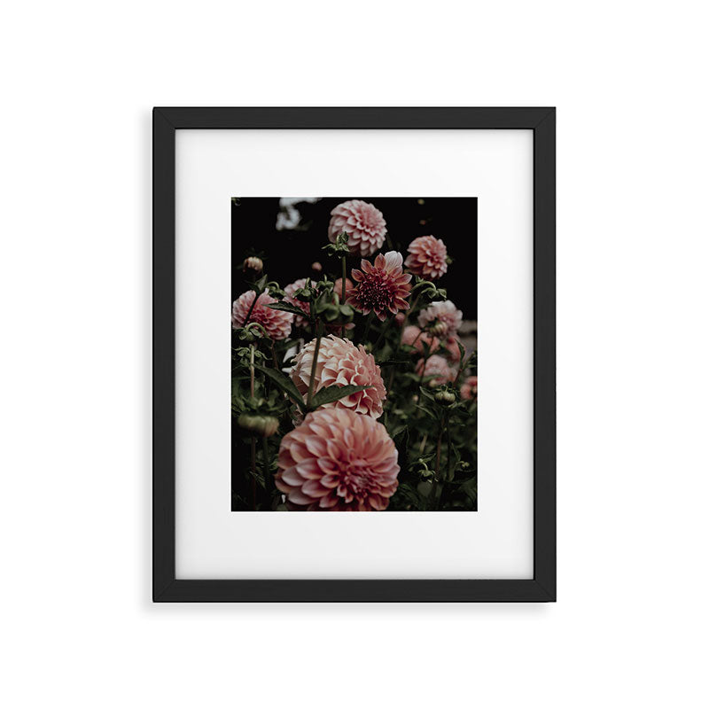 Come Together - moody botanical floral photograph rose pink dahlia flowers Framed Art Print Gallery Image 5