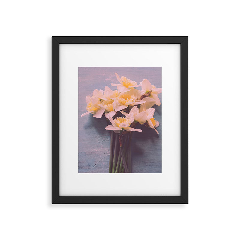 Daffodils on Blue Table - Modern Flower Photo Framed Art Print Gallery Image 5