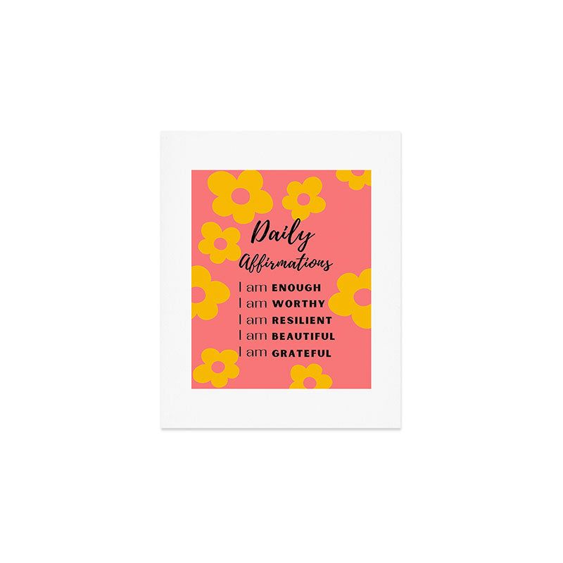 daily affirmations for confidence - self care intentions Art Print Gallery Image 1