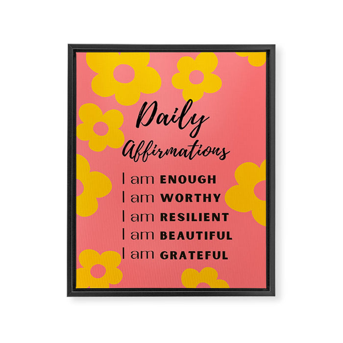 daily affirmations for confidence - self care intentions Framed Canvas Print Gallery Image 1