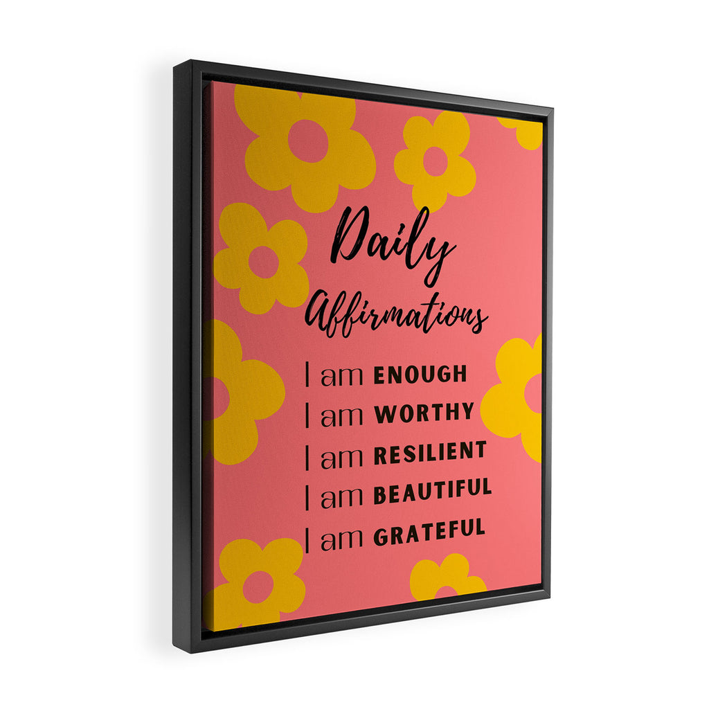 daily affirmations for confidence - self care intentions Framed Canvas Print Gallery Image 2
