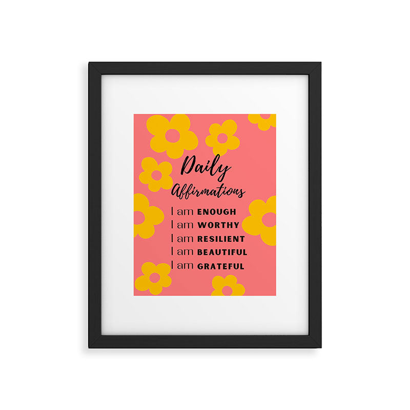 daily affirmations for confidence - self care intentions Framed Art Print Gallery Image 5